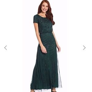Adrianna Papell Emerald Beaded Gown - Size 6